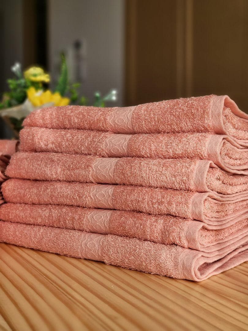泉州タオル 高級綿糸サーモンピンクフェイスタオルセット12枚 タオル
