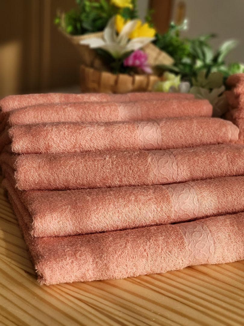 泉州タオル 高級綿糸サーモンピンクフェイスタオルセット12枚 タオル