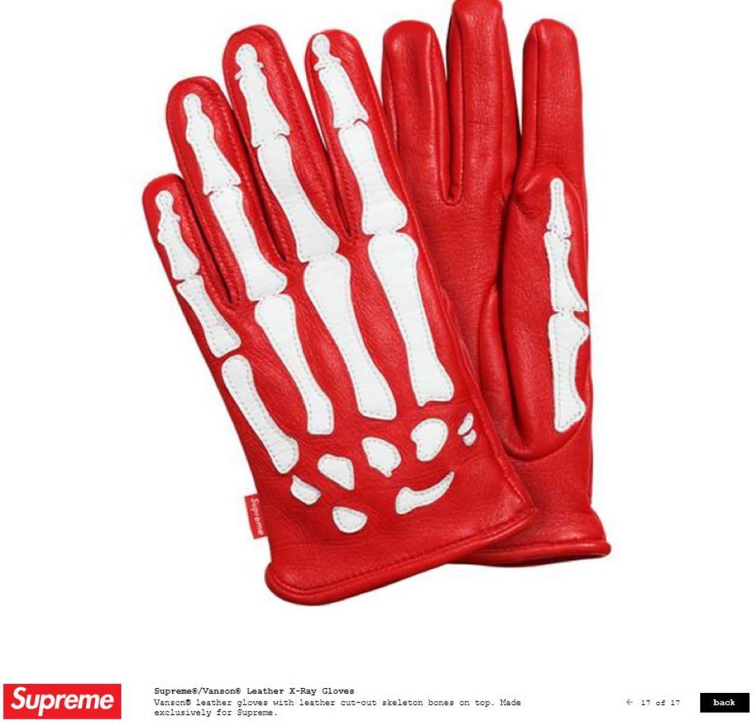 Supreme VANSON レザー グローブ M 赤X-Ray Gloves - メルカリ