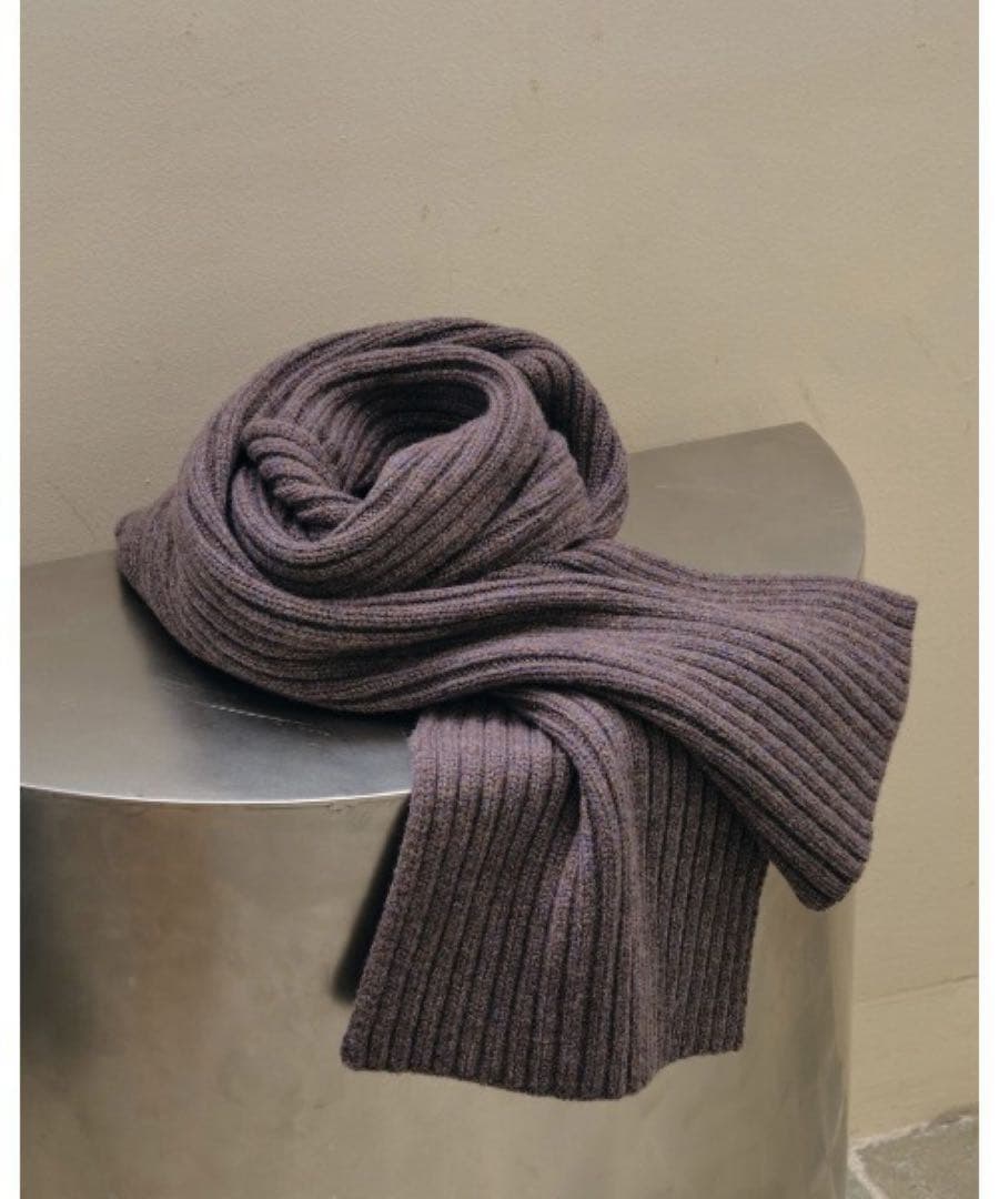 HERMES モヘアマフラー グレー系 フリンジ付き ユニセックス マフラー