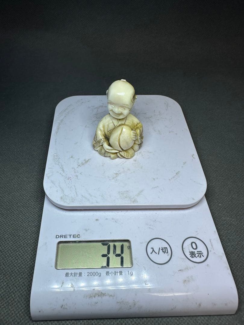 根付 希少品 滑稽 頭は回転可能 古美術品 置物 細密細工 骨董