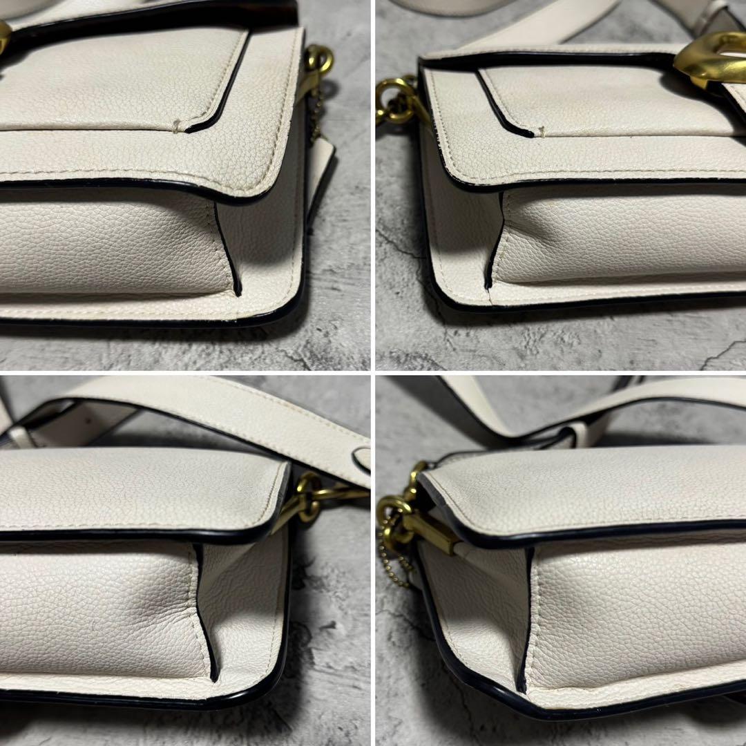 美品✨️コーチ ショルダーバッグ タビー シボ革 レザー アイボリー F3995