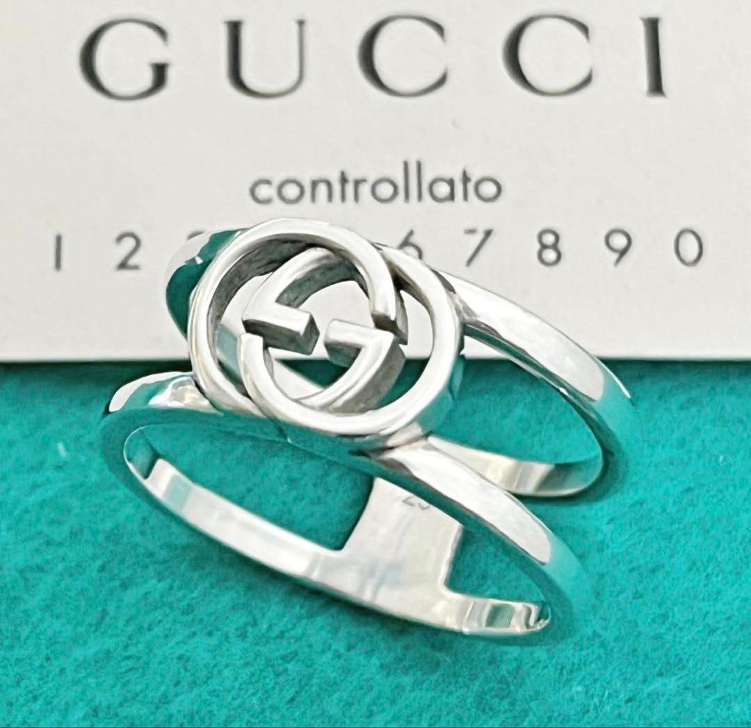 美品　GUCCI 指輪　インターロッキングワイドリング　22号