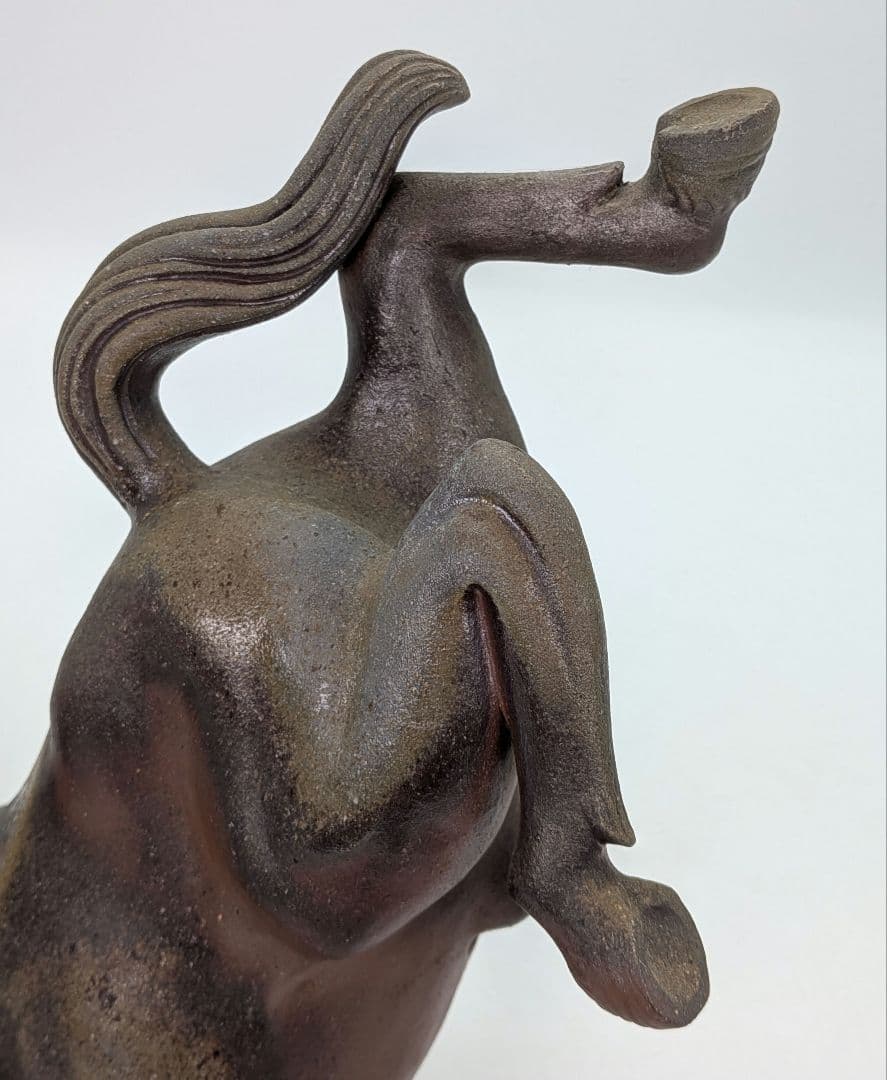 二代目小山一草 備前焼 窯変午置物 共箱 干支置物 午年