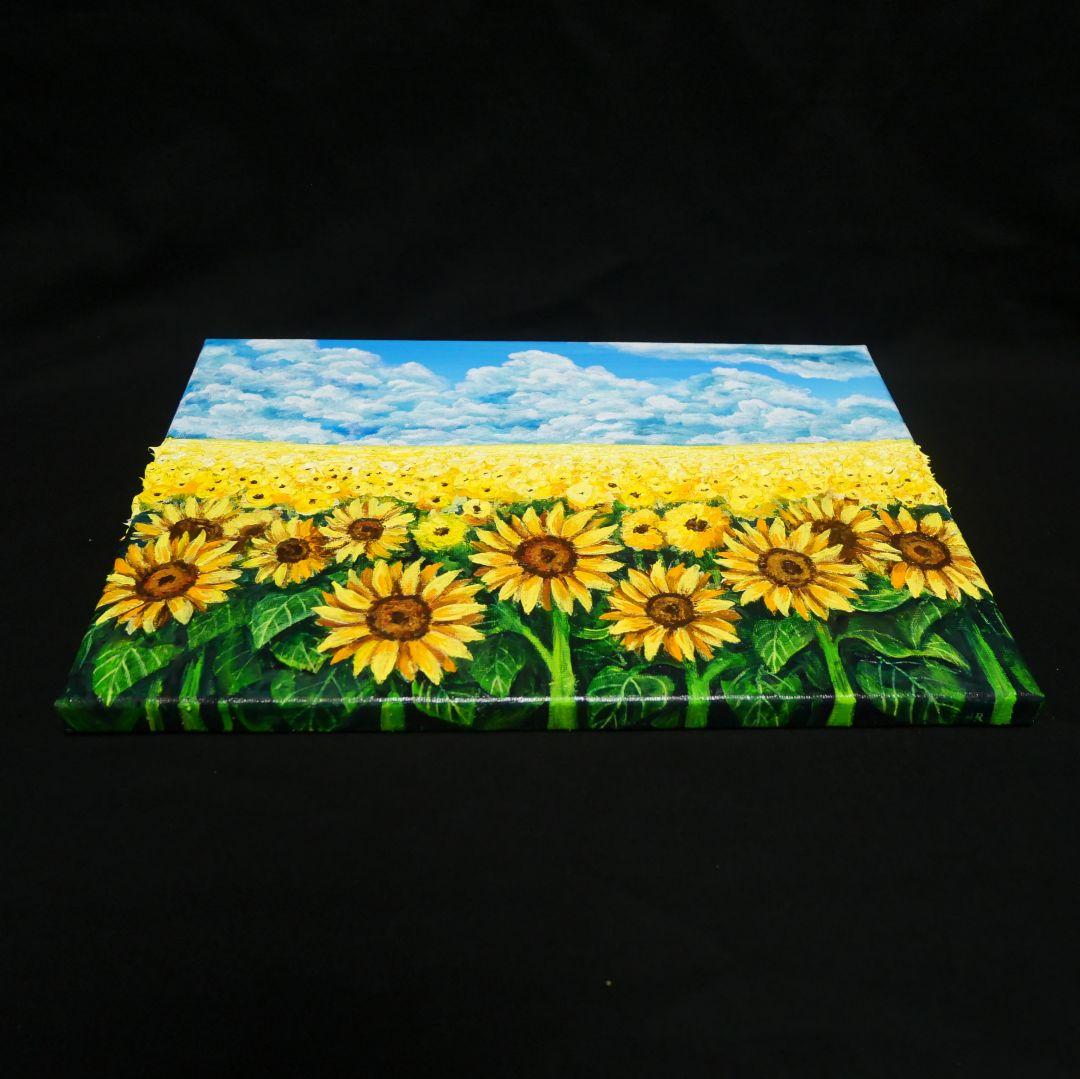 油絵 油彩 油彩画 絵 絵画【夏の向日葵畑】F4号