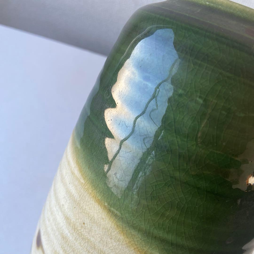 鈴木八郎　花瓶　織部　共箱共布