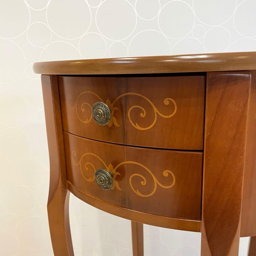 猫脚 アンティーク コンソール サイドテーブル 2段チェスト 飾り彫り