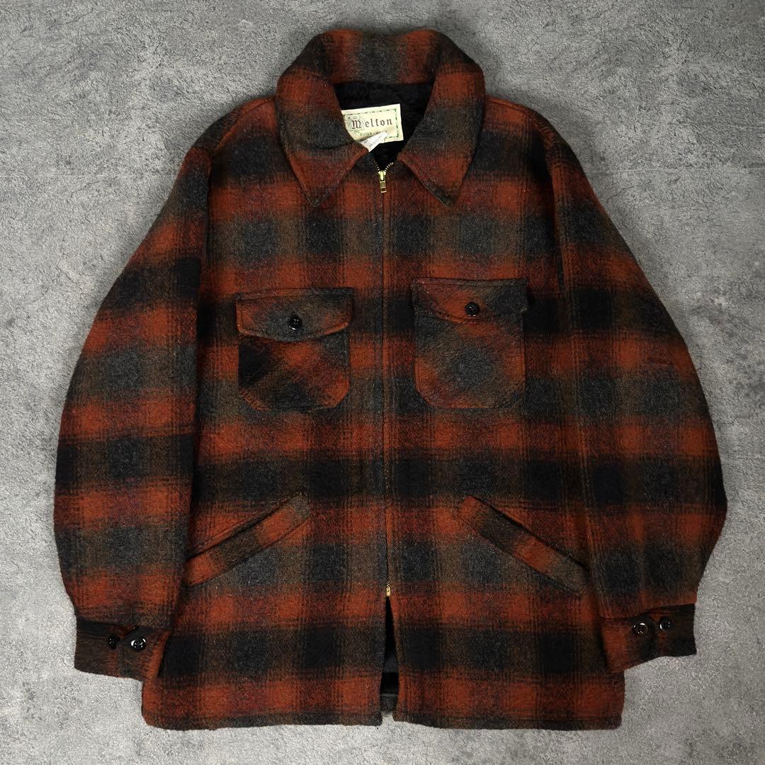 melton 70s ビンテージ USA製 オンブレ チェック ウールジャケット