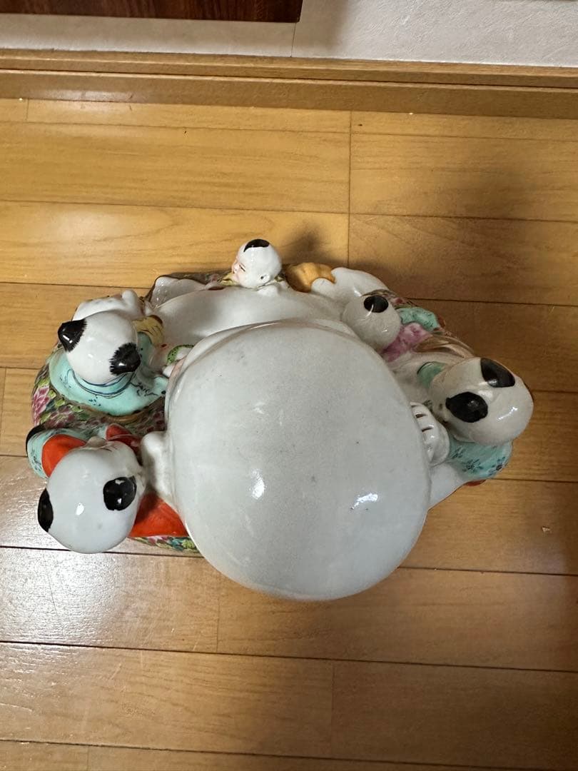 布袋像 五子登科 中国美術 陶器人形 アンティーク オブジェ 骨董品 縁起物