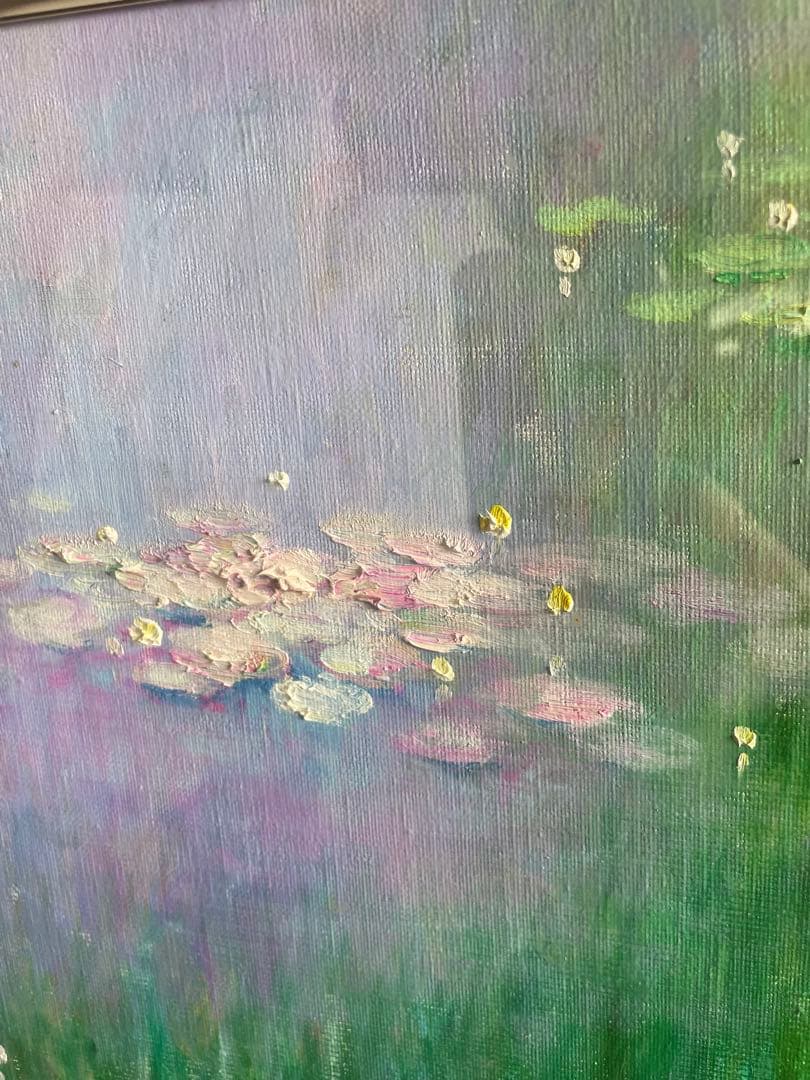 habitami真作　田中仁士 油彩「水辺の香」国際美術会会員 モネに私淑