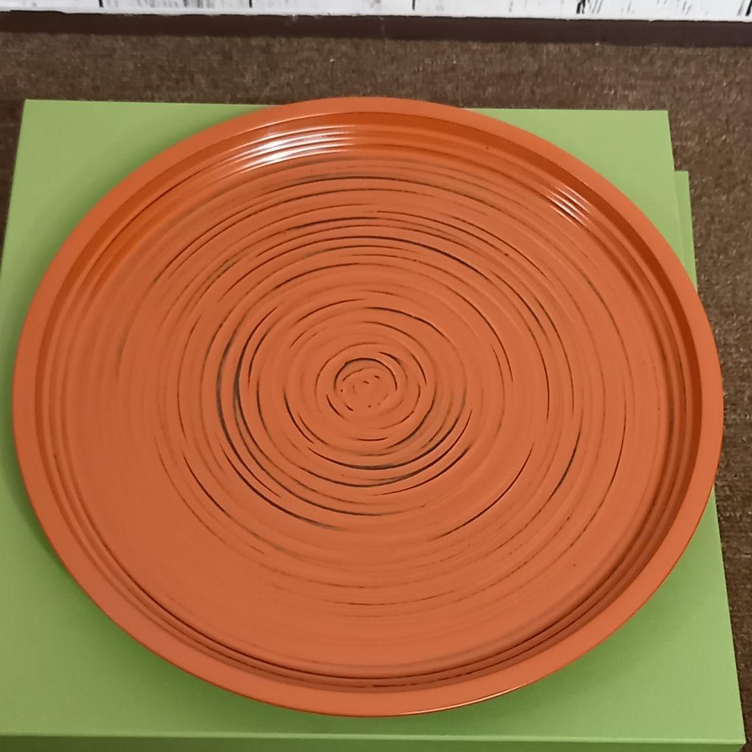 象彦 根来塗 お盆 象彦の丸盆 (根来塗 漆器 ロクロ目 朱