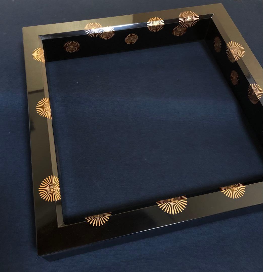 《R》茶道具 黒真塗 唐松蒔絵 炉縁 漆匠 春象造 共箱 260105か4