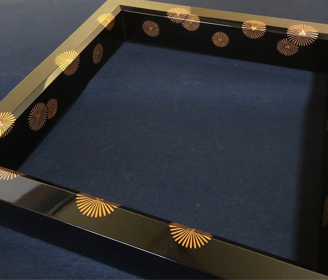 《R》茶道具 黒真塗 唐松蒔絵 炉縁 漆匠 春象造 共箱 260105か4