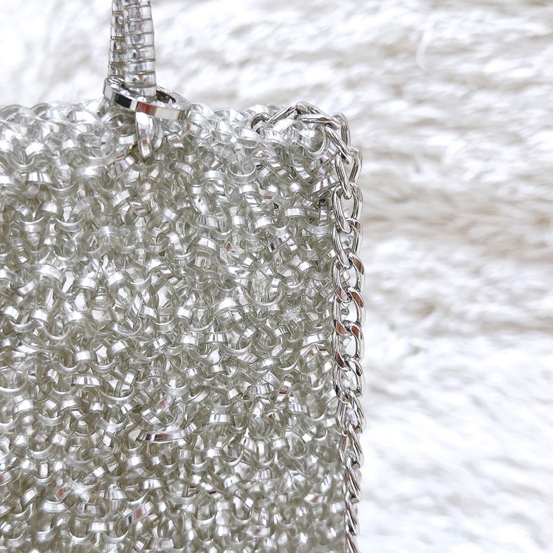 美品✨アンテプリマ　ワイヤーバッグ　スタンダード　スクエア ミディアム　シルバー