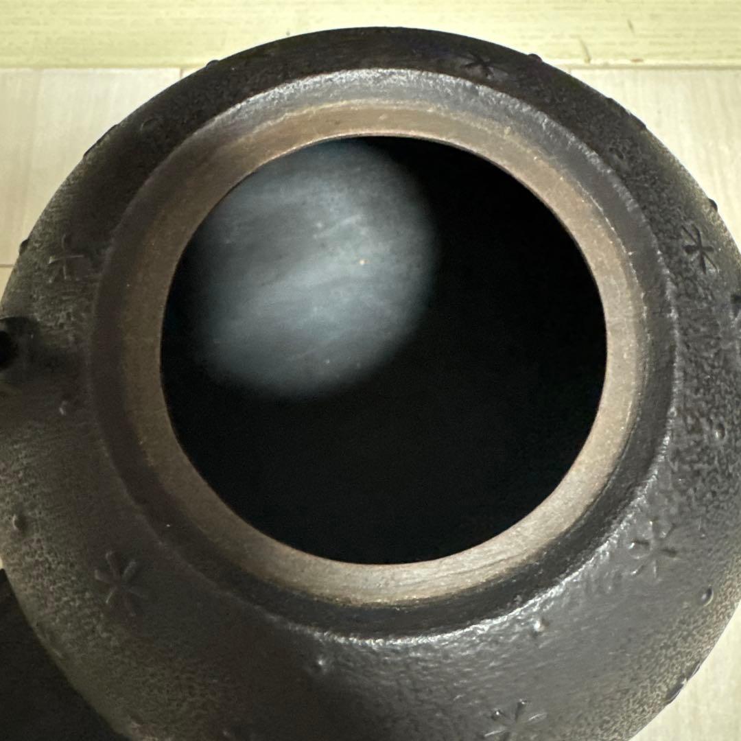 美品】高橋大益 南部鉄瓶 鋳鉄製鉄瓶 六花 刻印、箱あり IH可