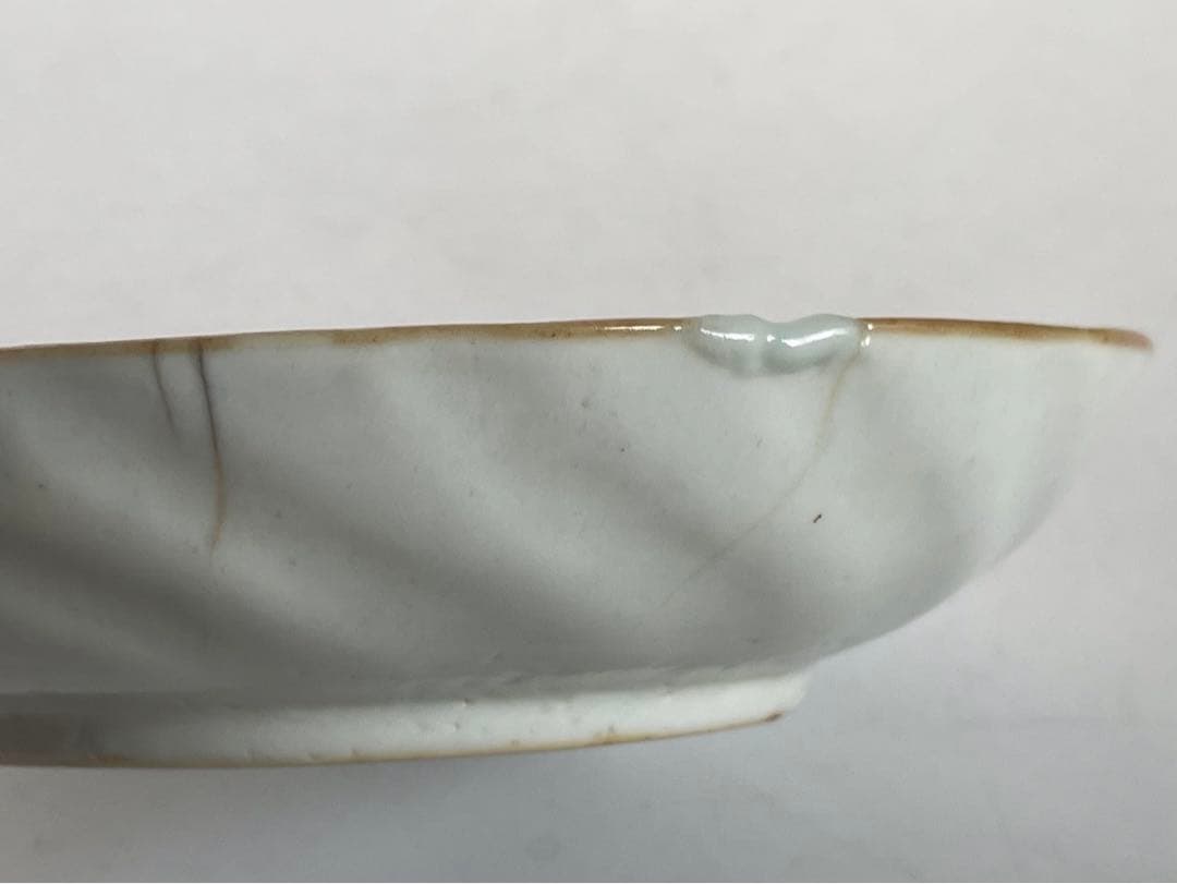 中国骨董アンティーク祥瑞捻文様縁錆五寸皿銘々皿景徳鎮古染付