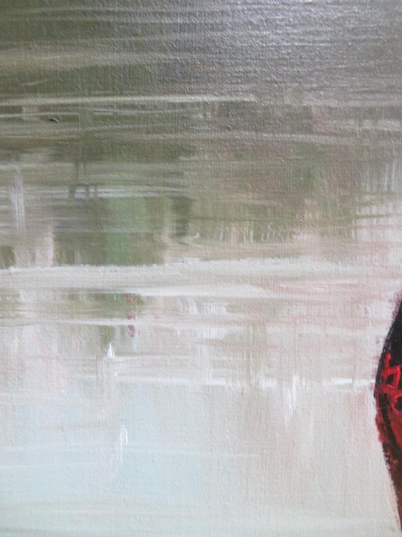 能仲ヤツヲ　「湖の女」　油彩　F6号　　モダンアート会員　叙情とロマンの世界