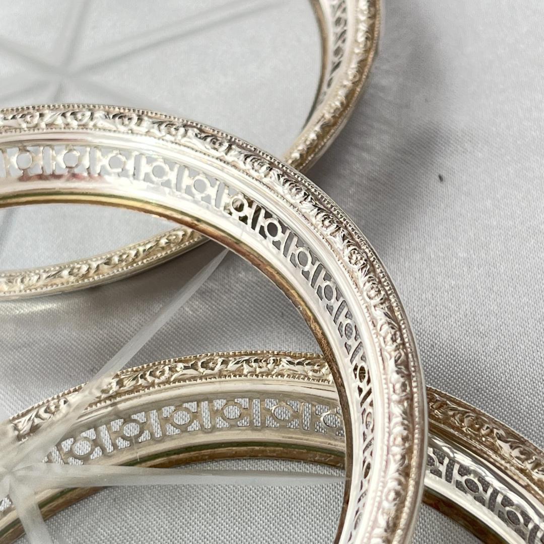 Webster】【純銀 / ガラス】 透かしのコースター 6枚 スターリング