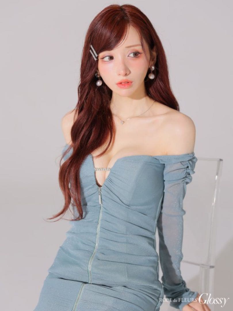 robe de fleurs glossy ドレス　M ブルー　シュガー