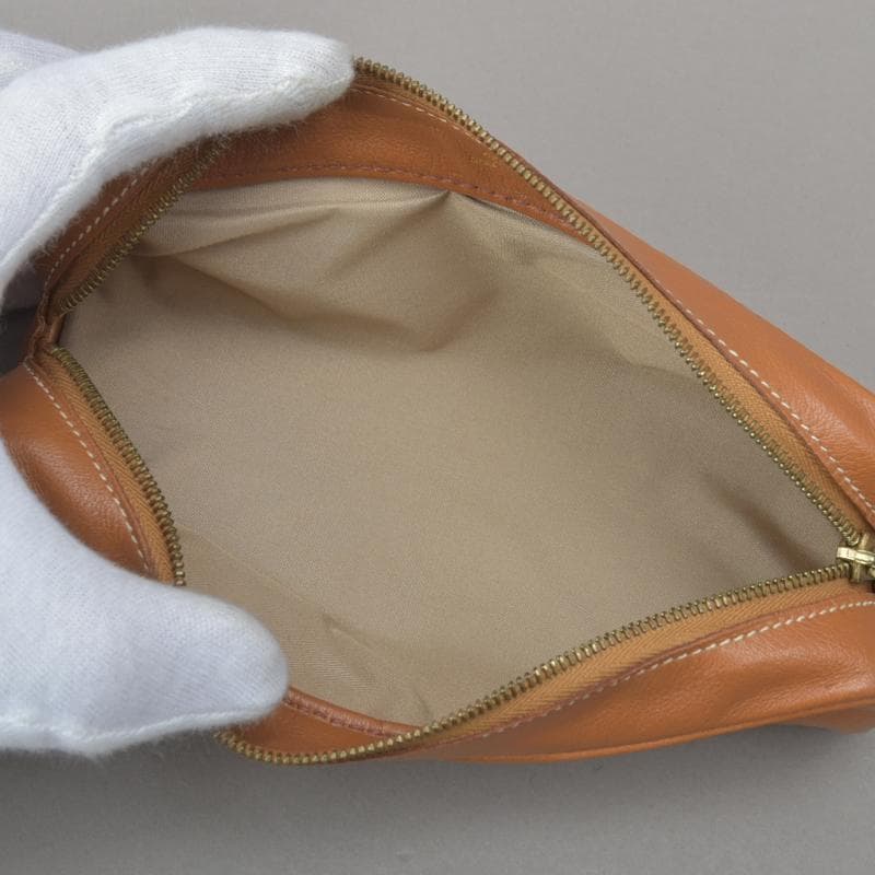 美品◇エルメス ペンケース メイクポーチ カーフレザー ブラウン □A