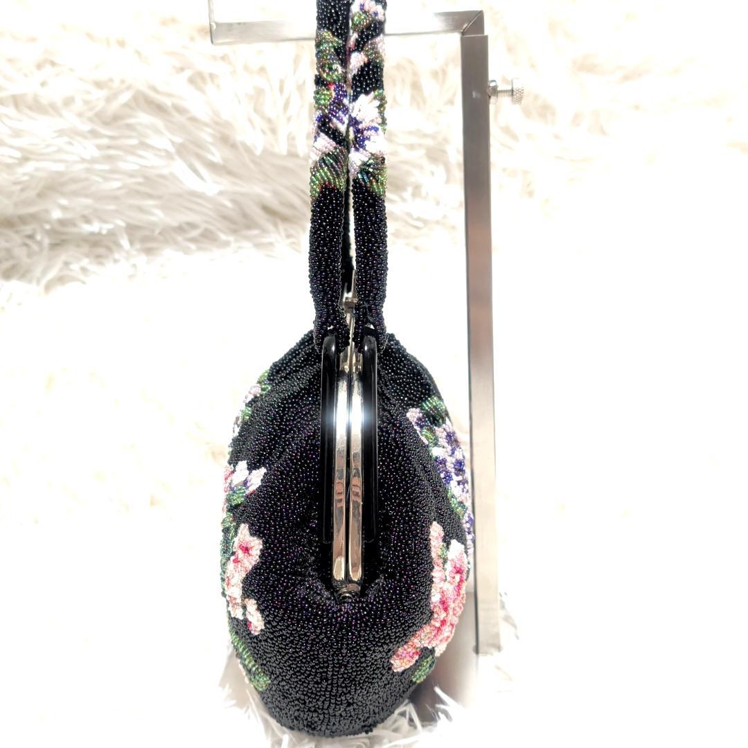 美品！　ビーズバッグ　手刺繍 花　カラフル　鮮やか　和装