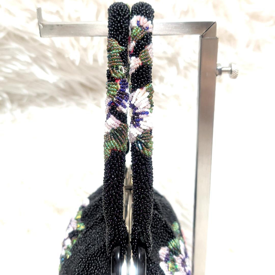 美品！　ビーズバッグ　手刺繍 花　カラフル　鮮やか　和装