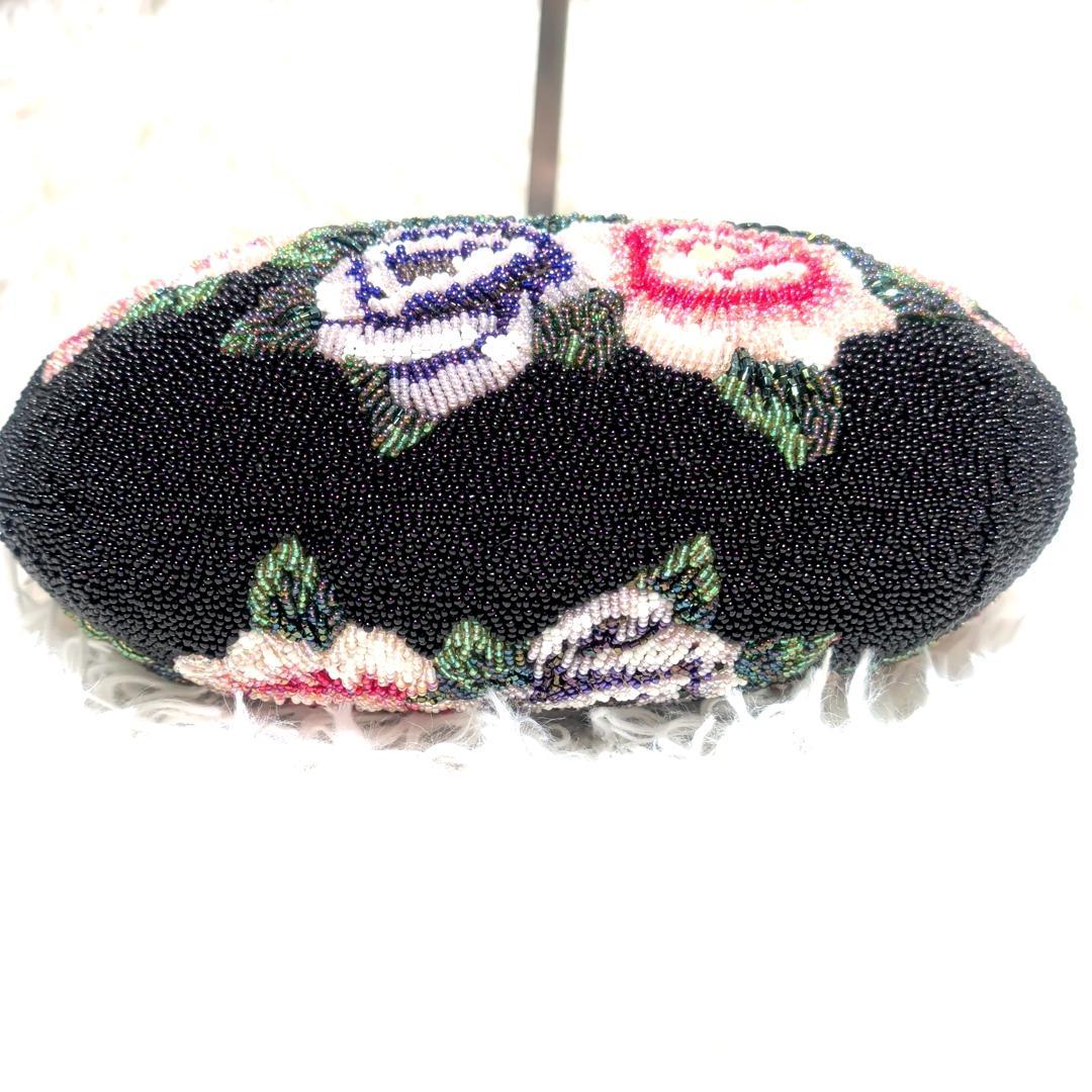 美品！　ビーズバッグ　手刺繍 花　カラフル　鮮やか　和装