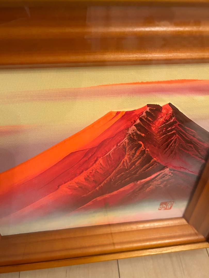 「赤富士」百瀬善明 3D立体画/風景画/絵 画／日本画/富士山/盛り絵/美術品