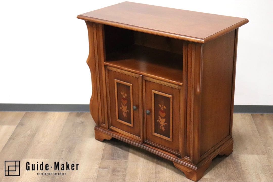 イタリア製西洋電話台キャビネット木製アンティーク昭和レトロ