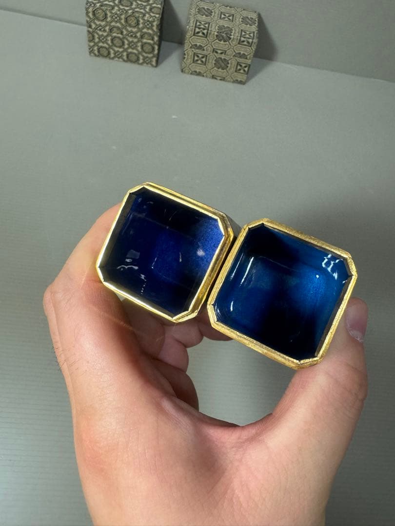 2161 七宝焼　景泰藍　鶴文　小物入れ　2客