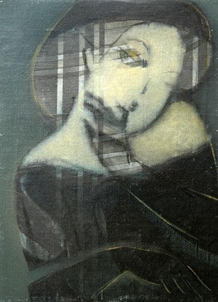 油絵 絵 絵画インテリア 額付(青緑＋金色の枠) F4-052313 人物 女性