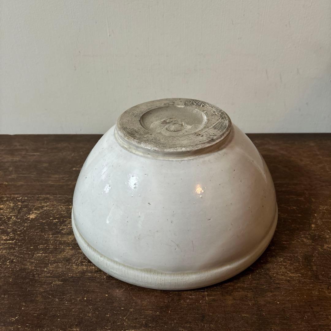 東北民窯　平清水焼　大鉢　白釉　花器　白磁　アンティーク　骨董　古美術　李朝