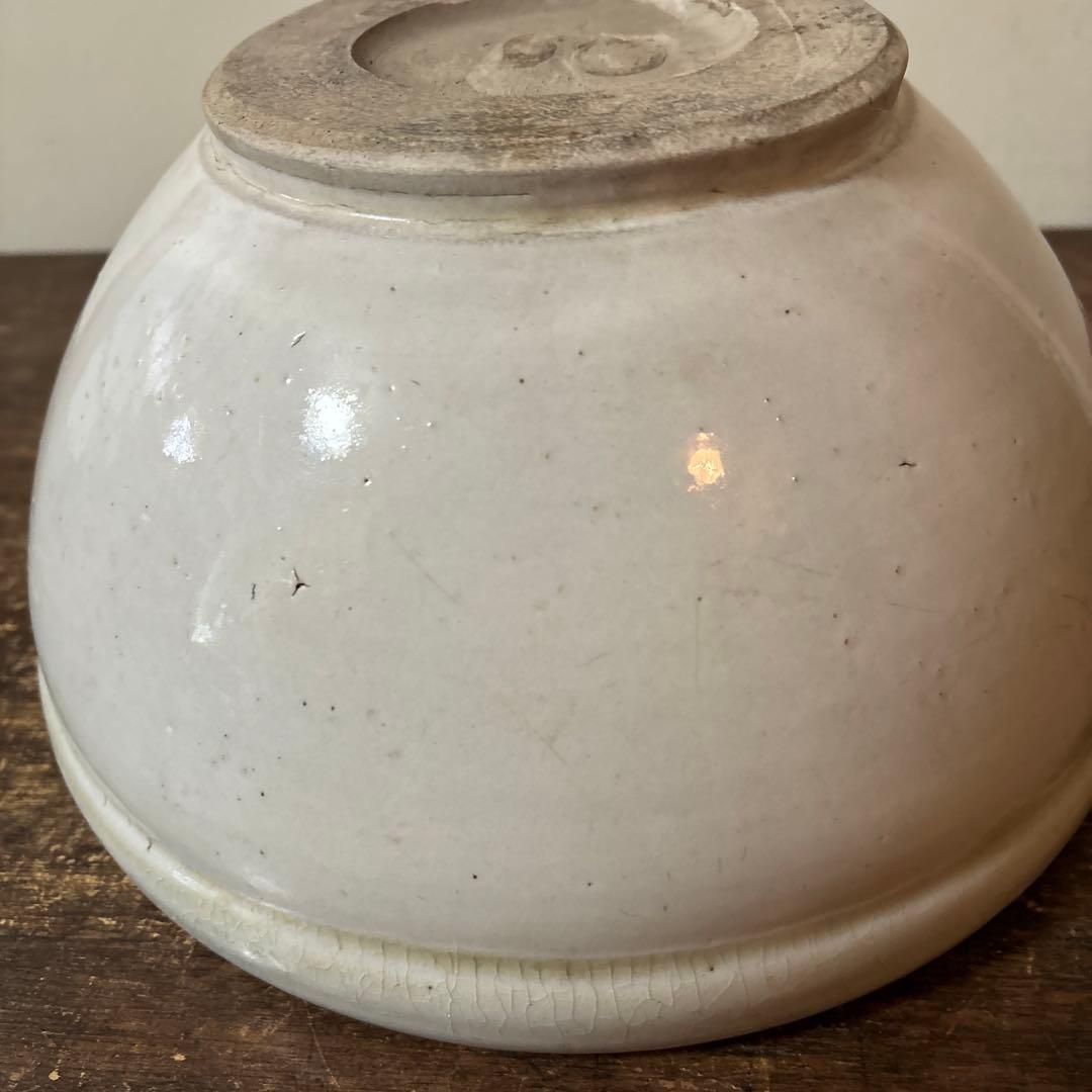 東北民窯　平清水焼　大鉢　白釉　花器　白磁　アンティーク　骨董　古美術　李朝