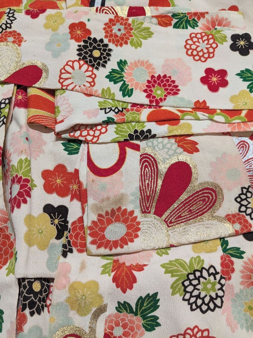 七五三　3歳　アンティーク　着物　被布エプロン　セット