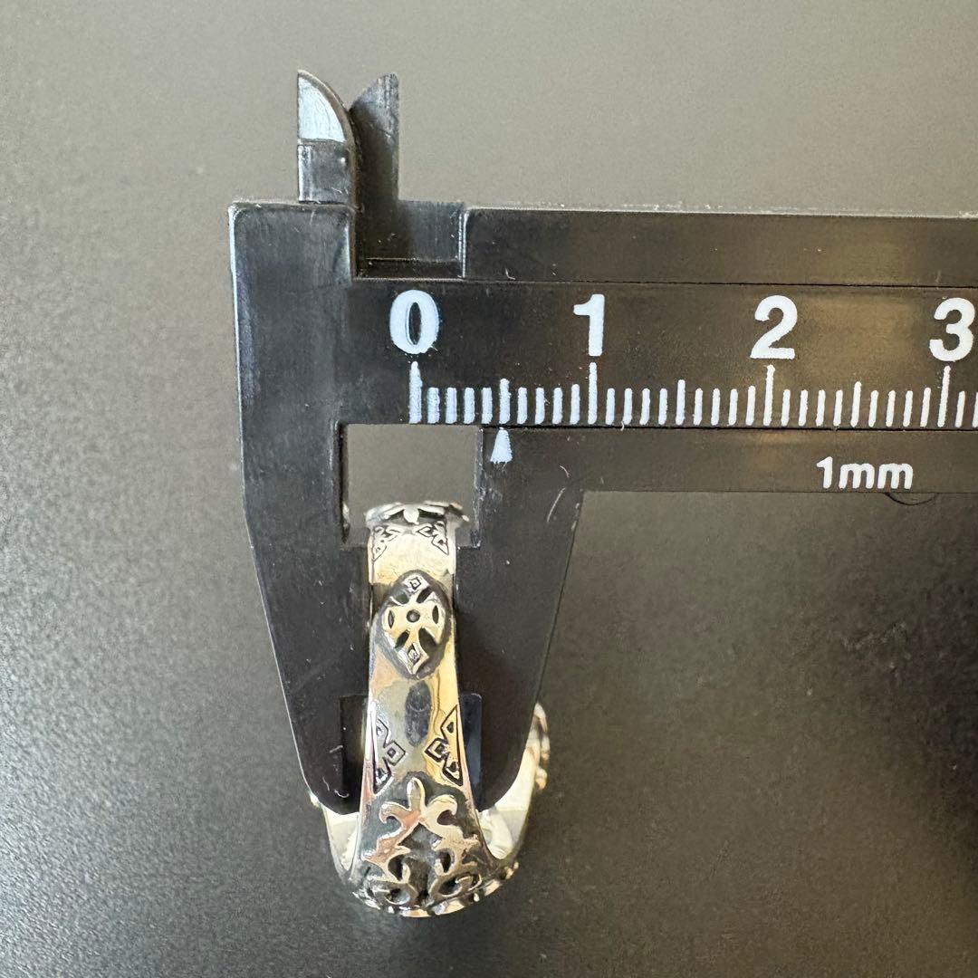 彫銀　ヘマタイトリング　シルバーリング　約22号　装飾　レア