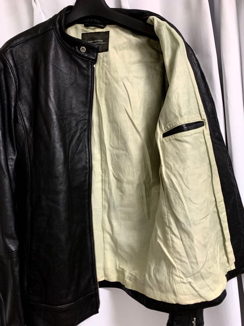 Lサイズ◎NANO UNIVERSE 羊革 ラムレザー 名作 シングルライダ