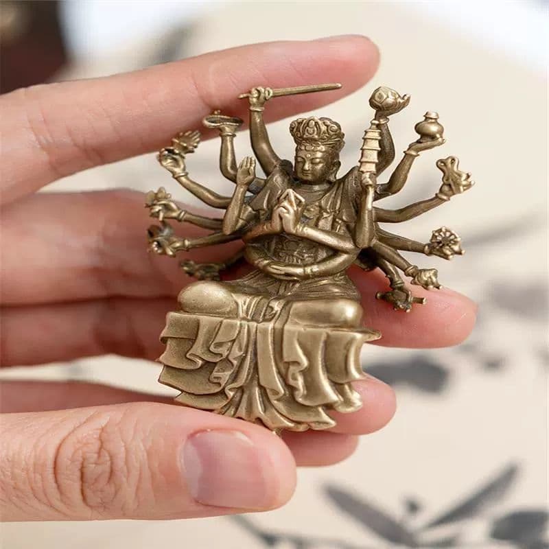 仏教美術 仏像 小仏像 準提菩薩 準提仏母仏像 銅製品 工芸品 置物