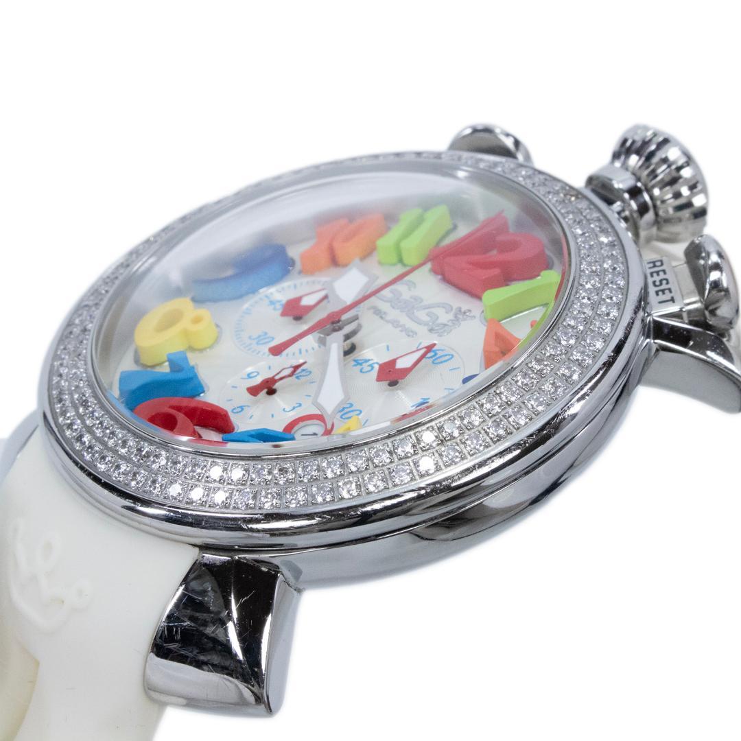 ガガミラノ 腕時計 メンズ ダイヤカスタム クロノ48mm 白 クロノグラフ