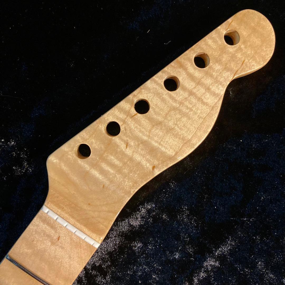 カナダ産フレイムメイプル　エレキギターネック　テレキャスター　ナチュラル カナダ産フレイムメイプル エレキギターネック テレキャスター