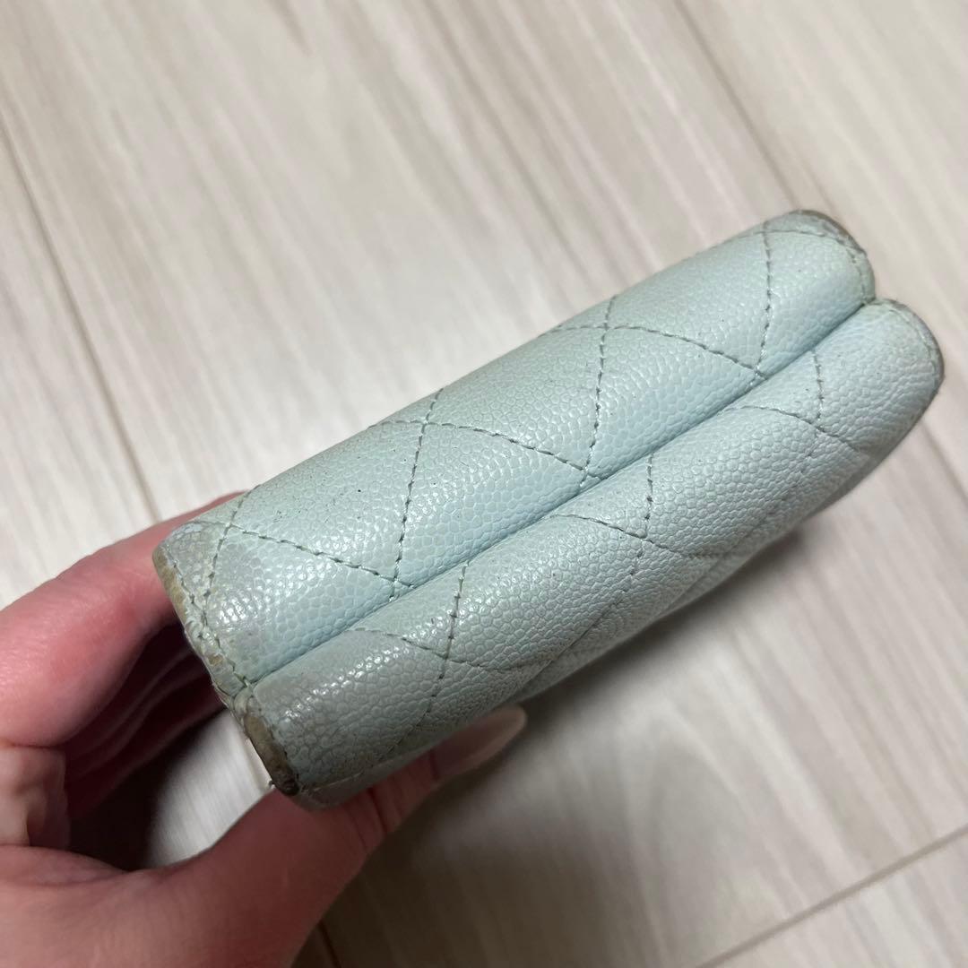 最終値下げ！CHANEL 三つ折り財布 ライトブルー