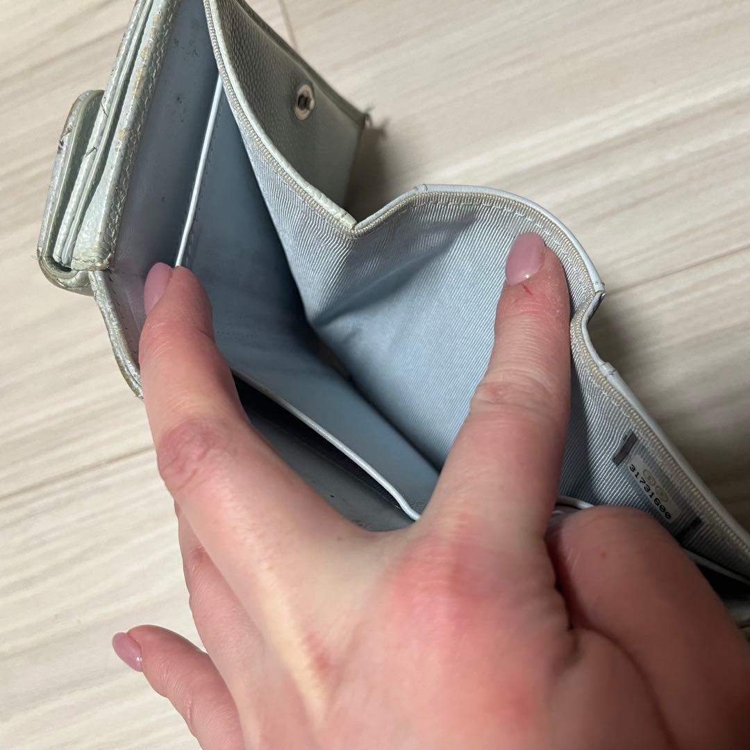 最終値下げ！CHANEL 三つ折り財布 ライトブルー