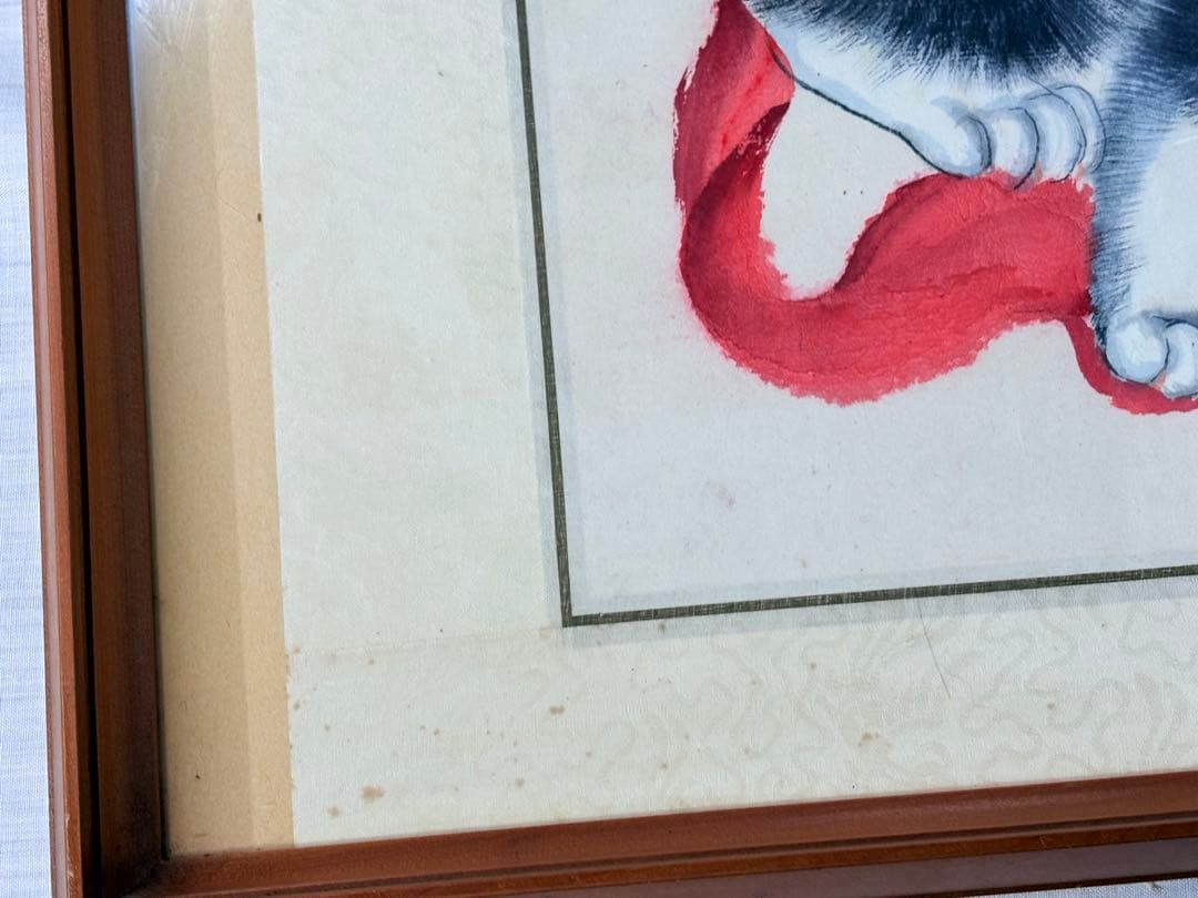 猫 挿絵 額 絵画 中国美術 額