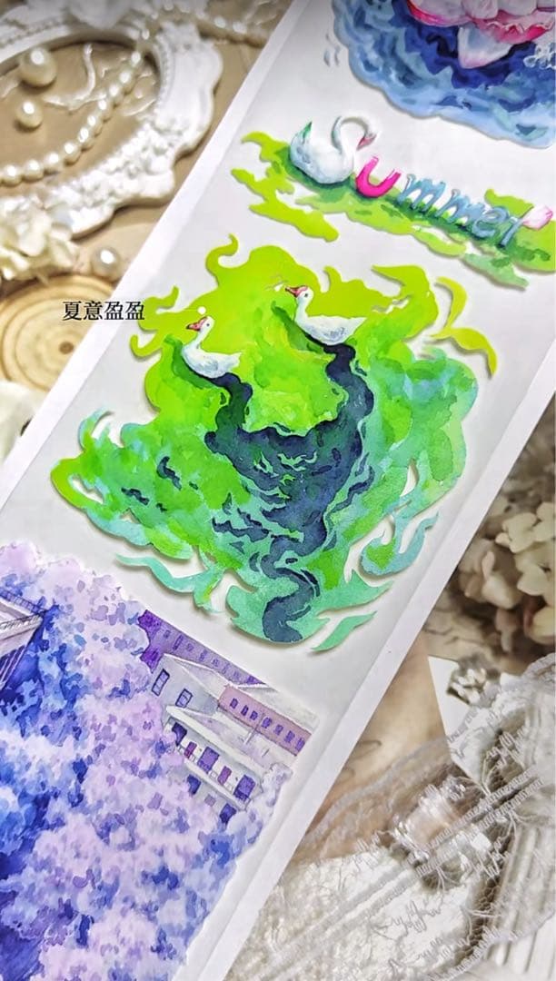 8573】海外 マステ 5m巻売り PETマスキングテープ 夏景色