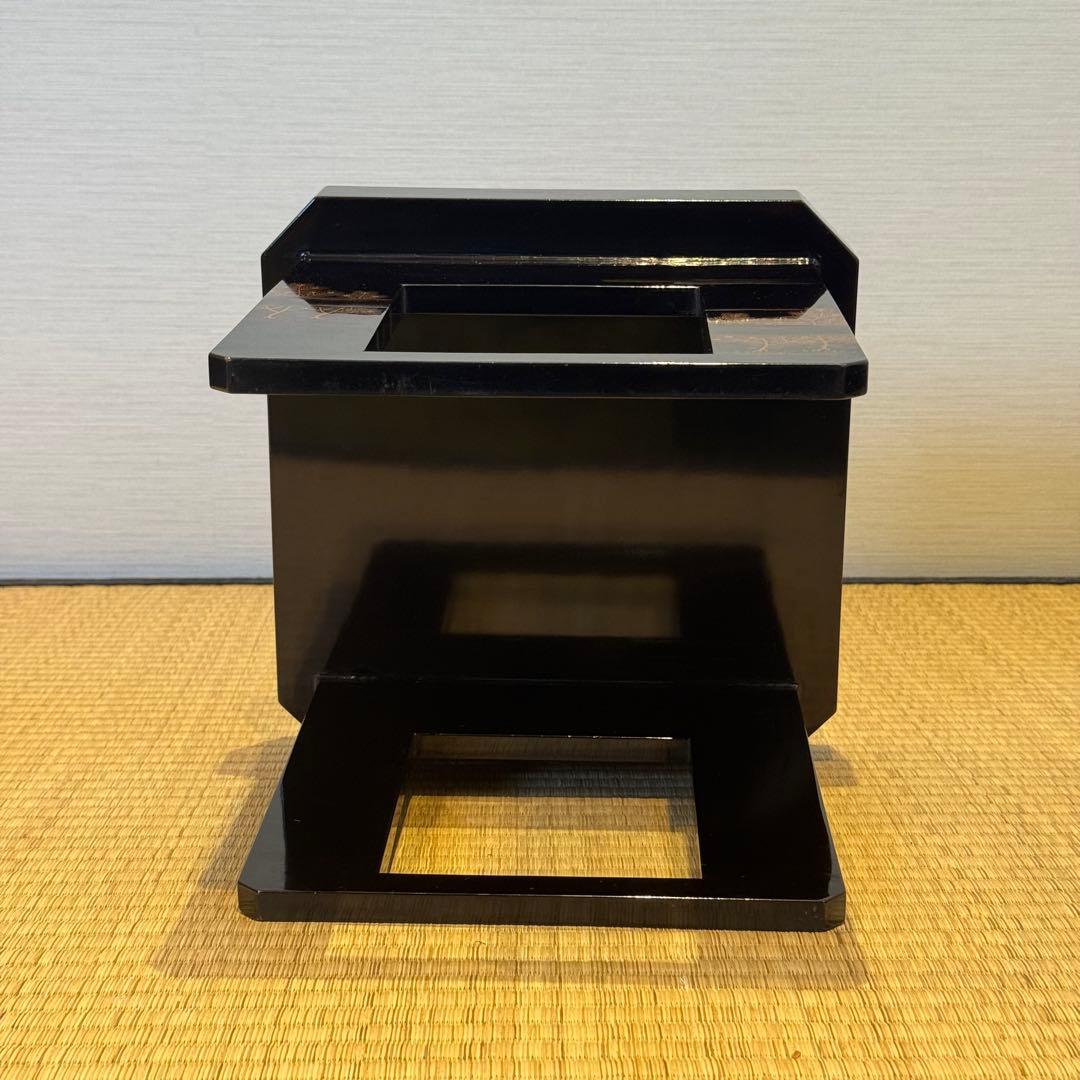 霞に若松研ぎ出し蒔絵 黒塗 脚付御膳 共箱 蔵出し品 / 輪島塗 配膳台 供物台
