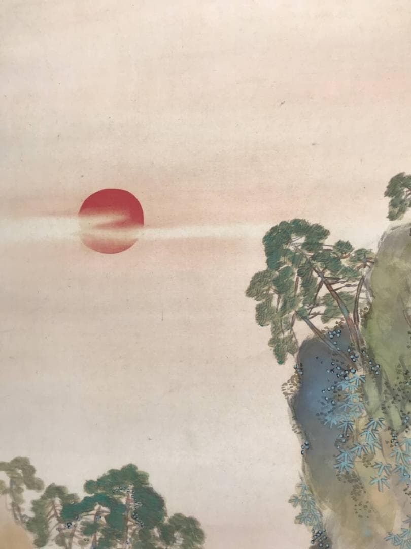 【真作】清泉/蓬莱山図/山水図/祝事山水図/掛軸/名家伝来/AC-284