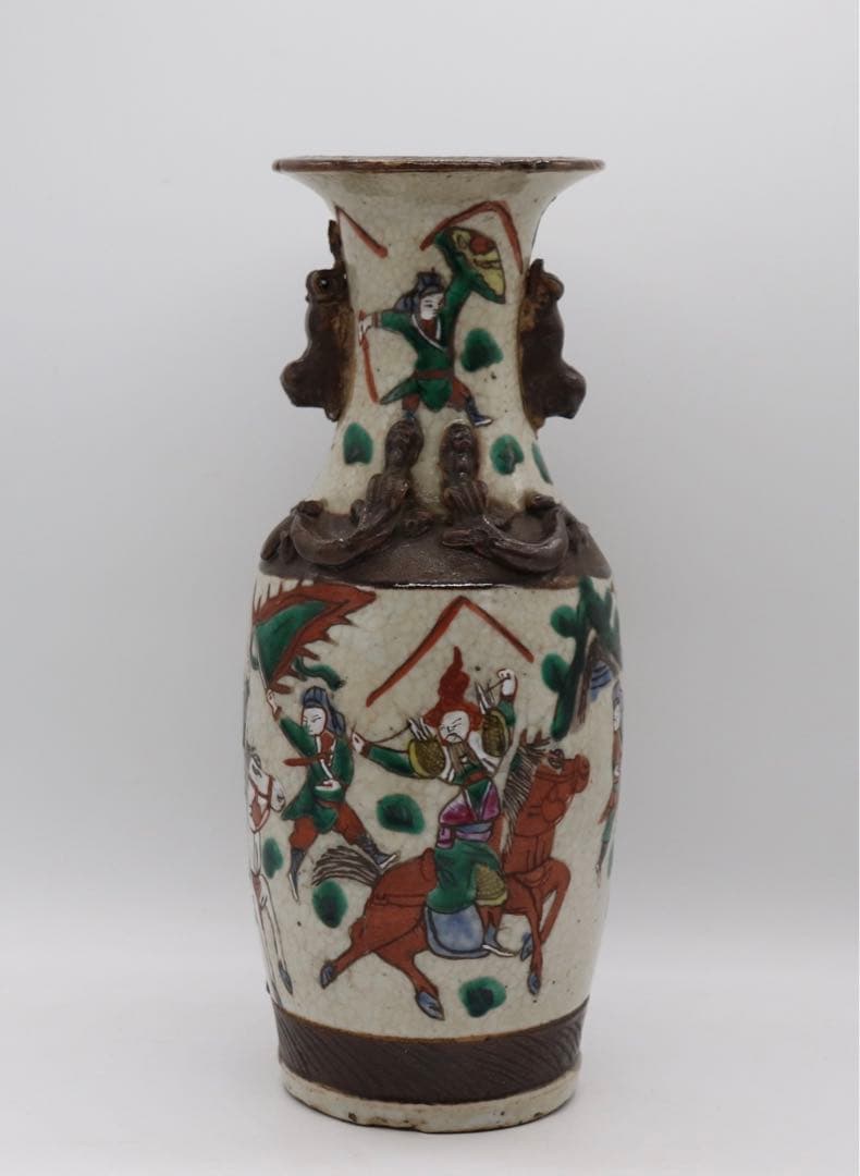 清乾隆時代哥窯双象耳貫耳壶 【旧家蔵出し】 唐物古賞物(A-60)