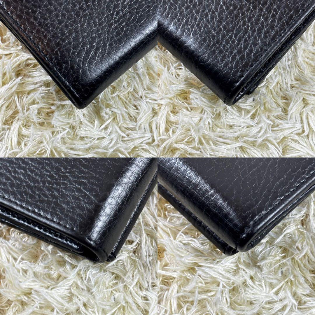 美品✨グッチ 三つ折り財布 マーモント 黒 レザー 付属品完備 523777