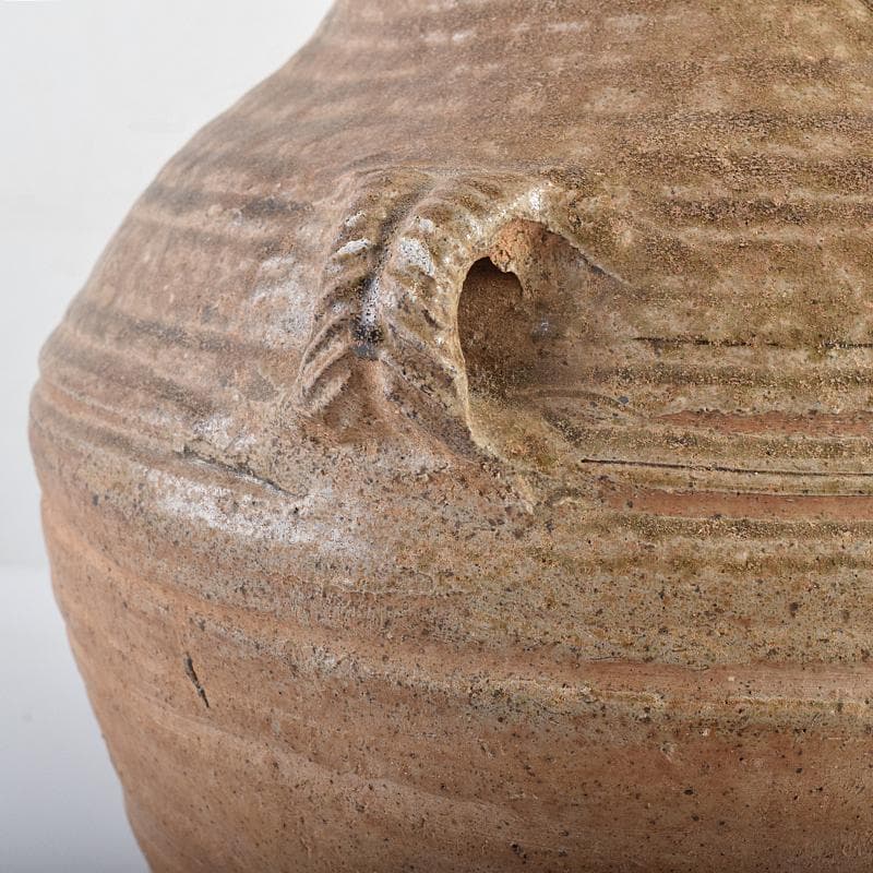 中国　褐釉　双耳壷　時代箱付　V　R8590B