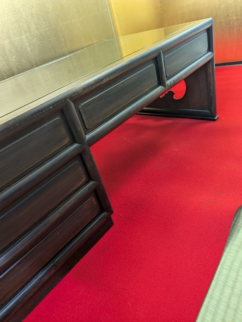 総黒檀 最高級 黒檀 文机 書斎 机 唐木家具 銘木 無垢材 飾り棚