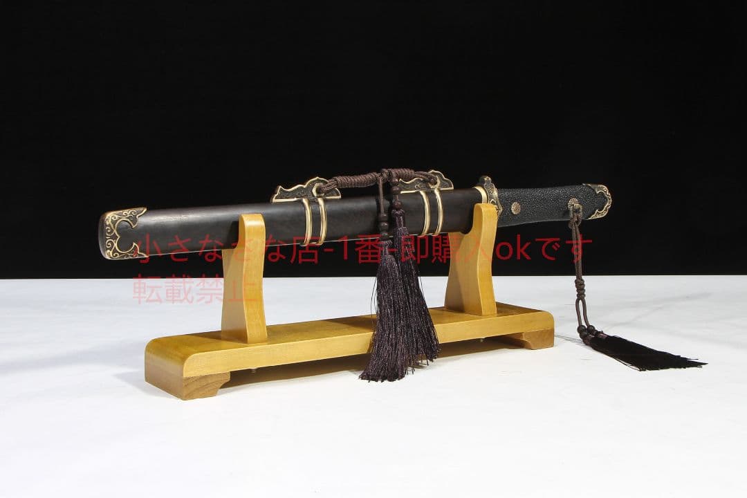 魚皮柄小唐横刀黒白檀模様鋼焼刃 古兵器 武具 刀装具 日本刀 模造刀 居合刀